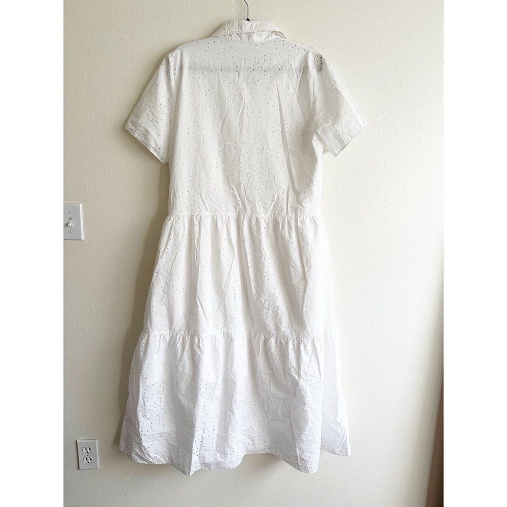 COS White Embroidered Dress with gathered panels 12 - Picture 6 of 12